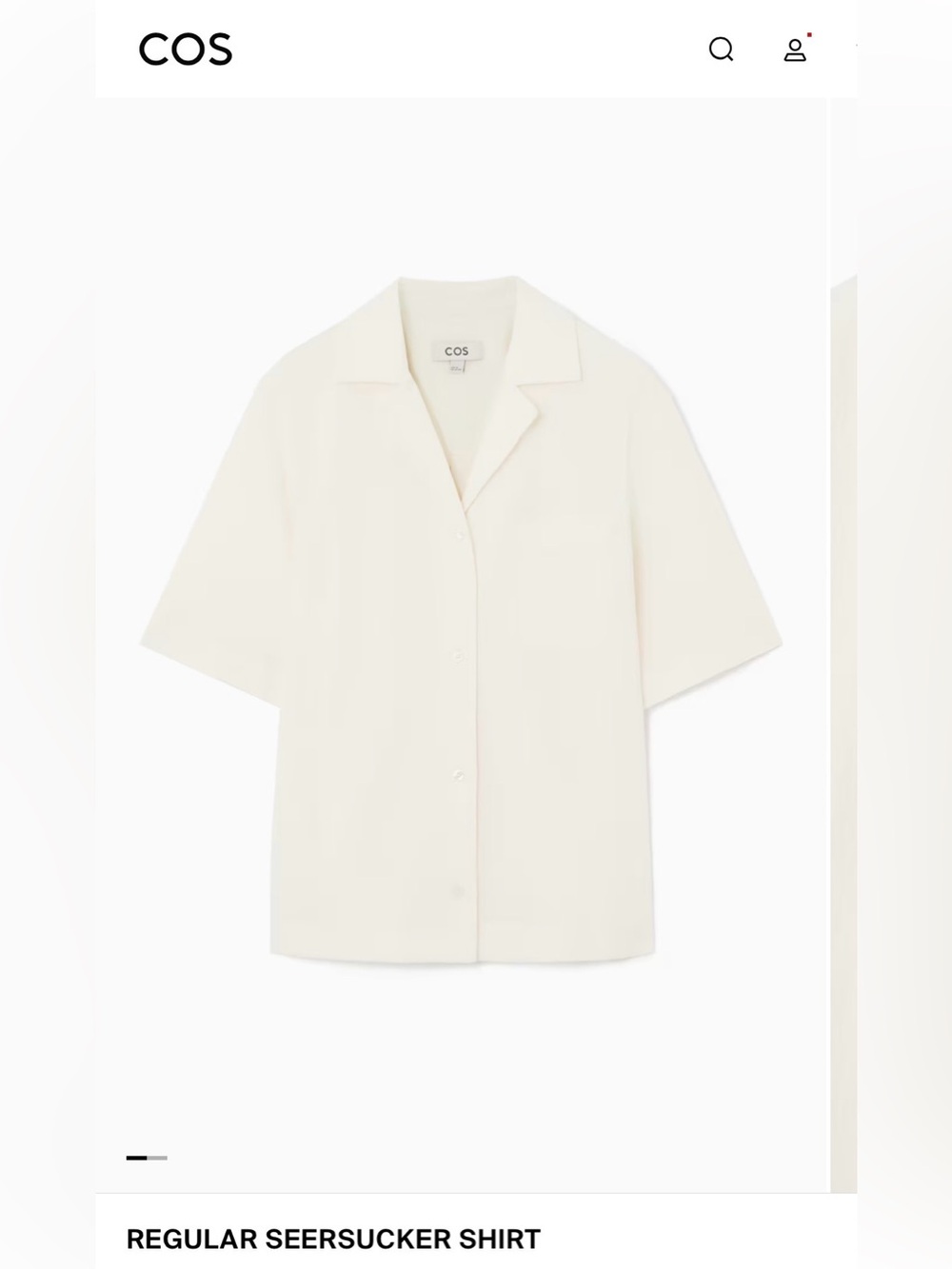 COS Cream Short-Sleeve Textured Button-Up Shirt